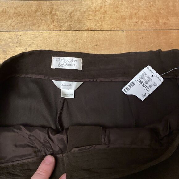 Christopher & Banks Moleskin Pants Women’s Size 16 Stretch Brown NWT Wide Leg - Picture 3 of 12